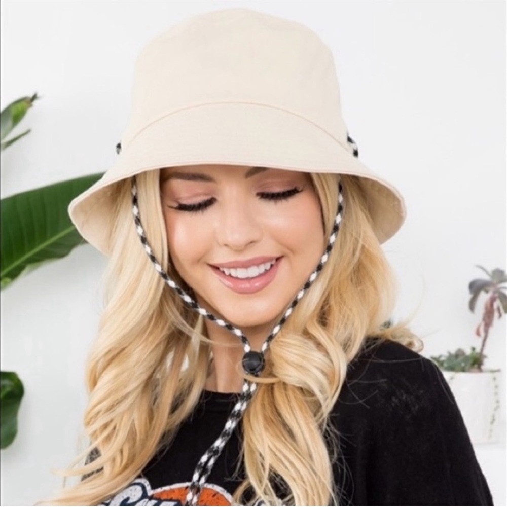 New Unisex Light Sand Ivory Slider Bucket Hat - Picture 3 of 6